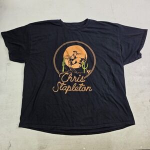 Chris Stapleton Black Graphic Print T-Shirt Country Cowboy Sunset Men's Sz 3XL